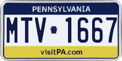 PA license plate MTV1667