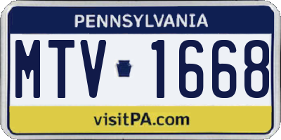 PA license plate MTV1668