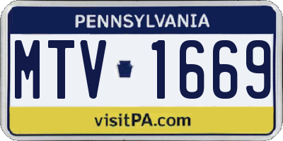 PA license plate MTV1669