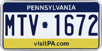 PA license plate MTV1672