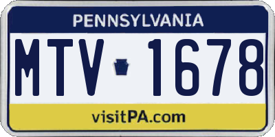 PA license plate MTV1678
