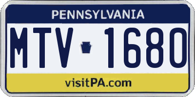 PA license plate MTV1680