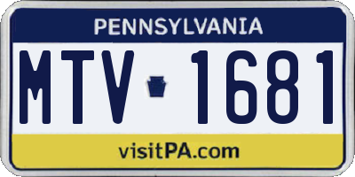 PA license plate MTV1681