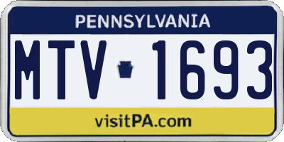 PA license plate MTV1693