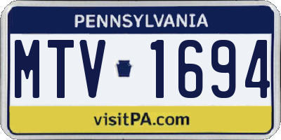 PA license plate MTV1694