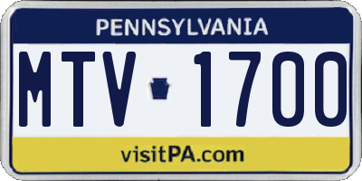 PA license plate MTV1700