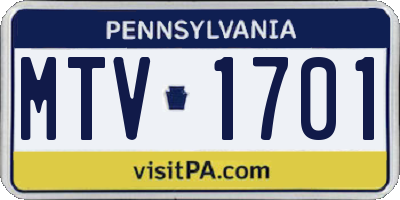 PA license plate MTV1701
