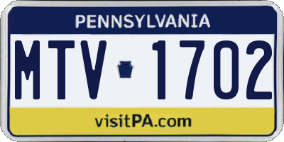 PA license plate MTV1702