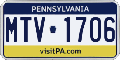 PA license plate MTV1706