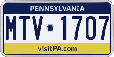 PA license plate MTV1707