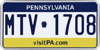PA license plate MTV1708
