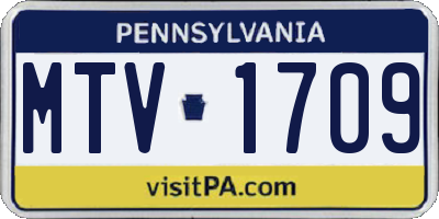 PA license plate MTV1709