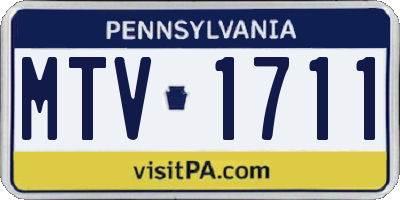 PA license plate MTV1711