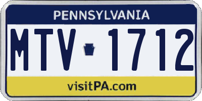 PA license plate MTV1712