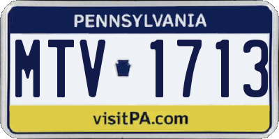 PA license plate MTV1713