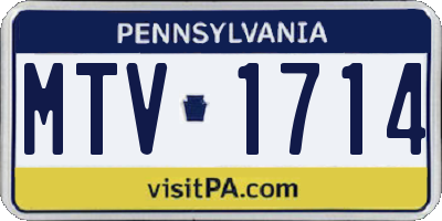 PA license plate MTV1714