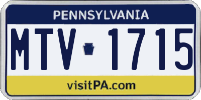 PA license plate MTV1715