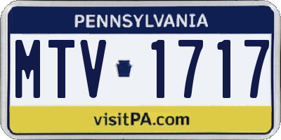 PA license plate MTV1717