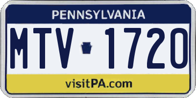 PA license plate MTV1720