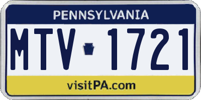 PA license plate MTV1721
