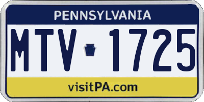 PA license plate MTV1725
