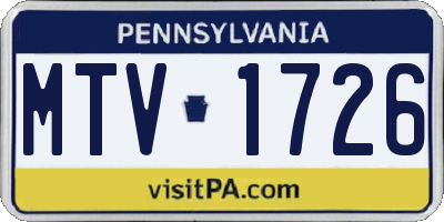 PA license plate MTV1726