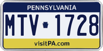 PA license plate MTV1728