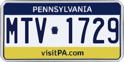 PA license plate MTV1729