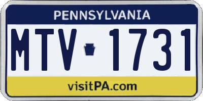 PA license plate MTV1731