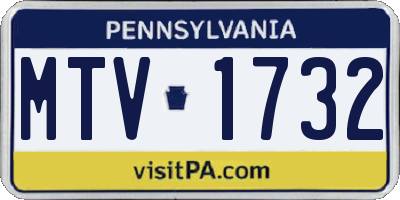 PA license plate MTV1732