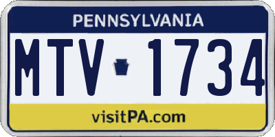 PA license plate MTV1734