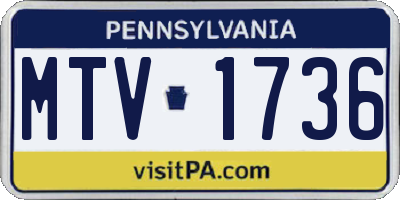PA license plate MTV1736