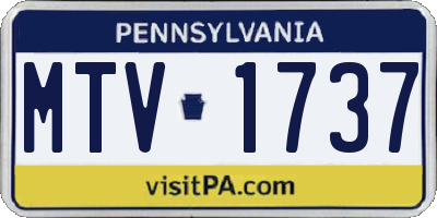 PA license plate MTV1737