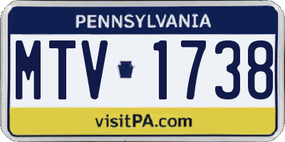 PA license plate MTV1738