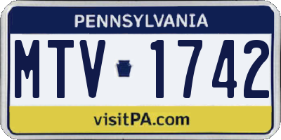 PA license plate MTV1742