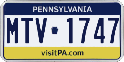 PA license plate MTV1747