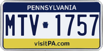 PA license plate MTV1757