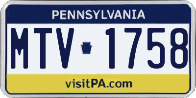PA license plate MTV1758
