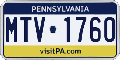 PA license plate MTV1760