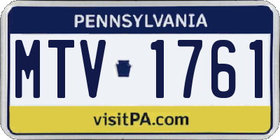 PA license plate MTV1761