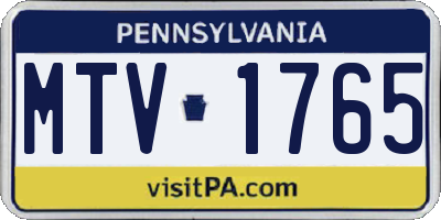 PA license plate MTV1765