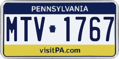 PA license plate MTV1767
