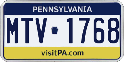 PA license plate MTV1768