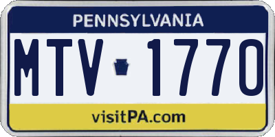 PA license plate MTV1770