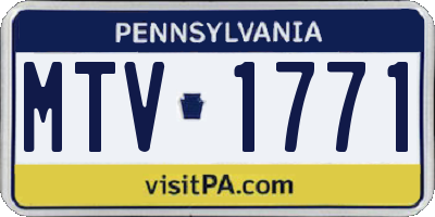 PA license plate MTV1771