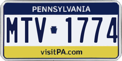 PA license plate MTV1774