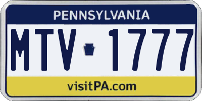 PA license plate MTV1777