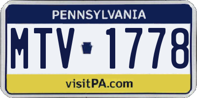 PA license plate MTV1778