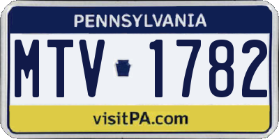 PA license plate MTV1782