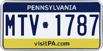 PA license plate MTV1787